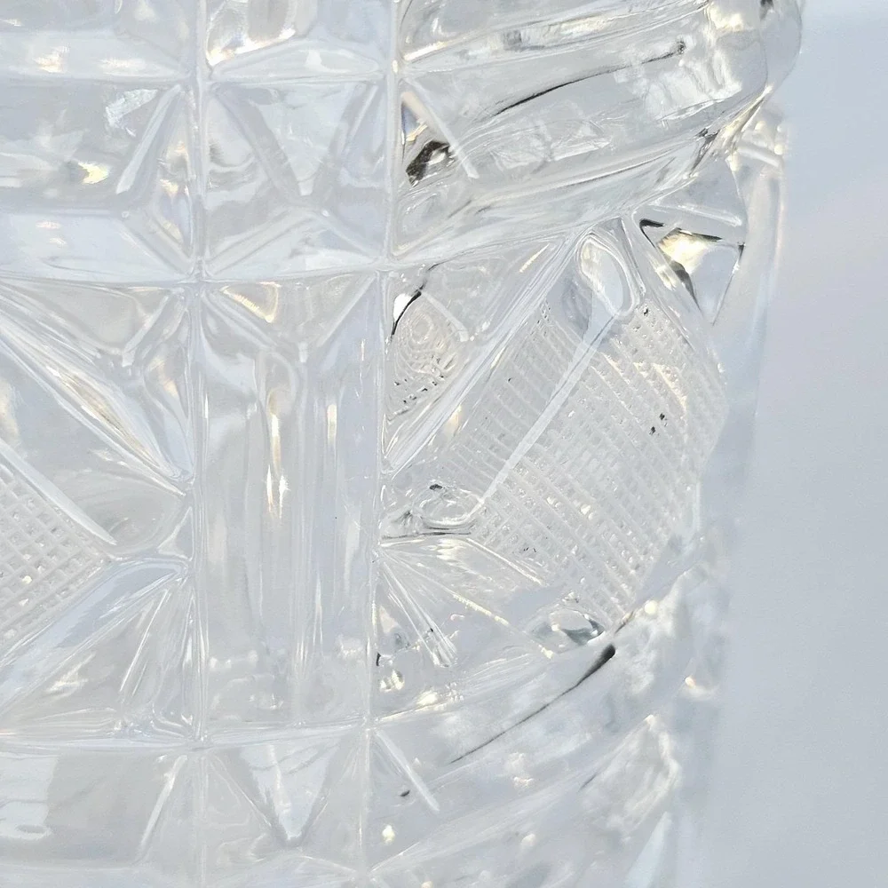 Vintage MCM Heavy Lead Crystal Liquor Decanter Starburst Diamond Pattern Barware